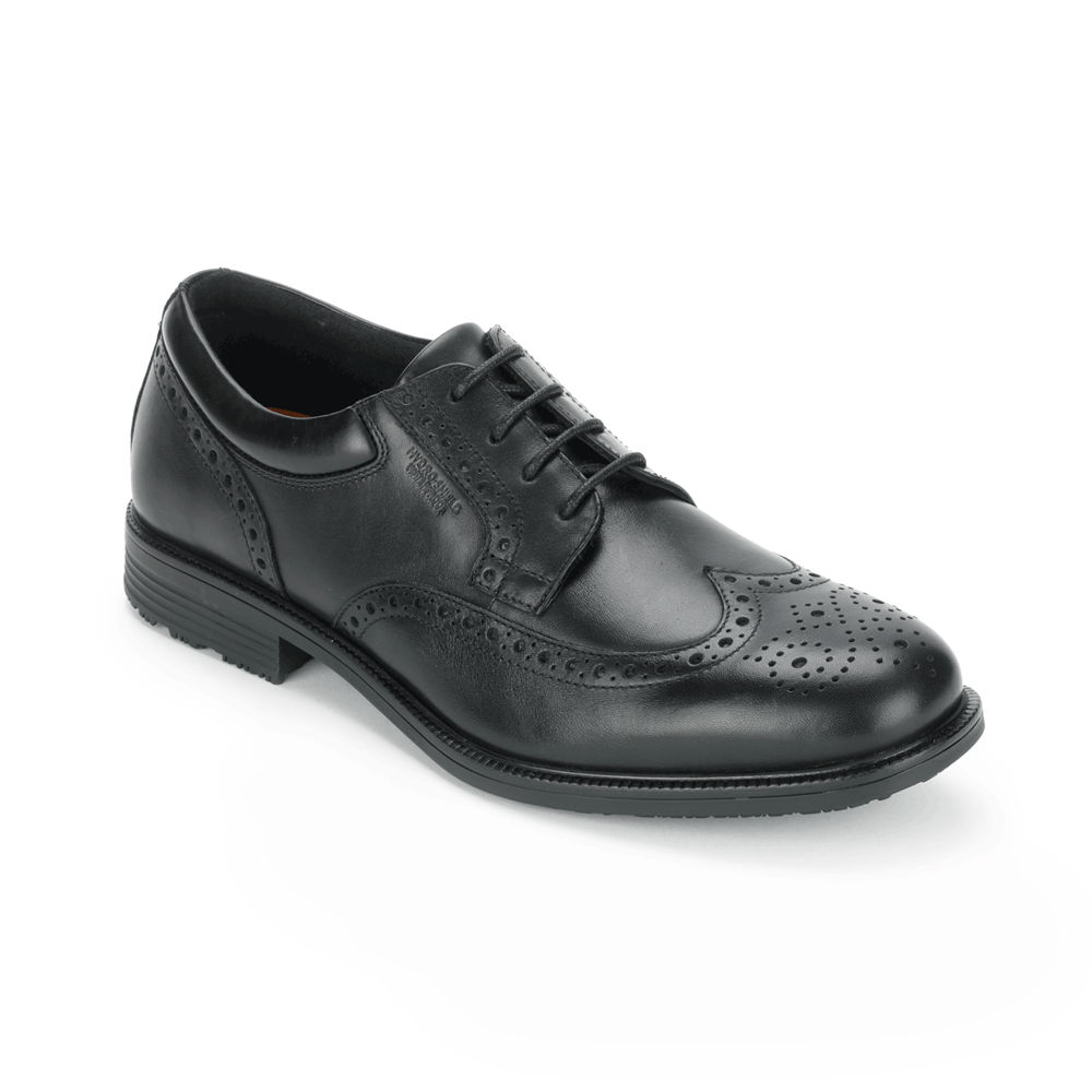 Sapatos Sociais Rockport Homem Pretas - Essential Details Waterproof Wingtip - 87162IECH